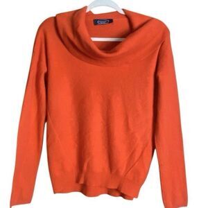 Magaschoni 100% Cashmere Cowl Neck Sweater Burnt Orange Women’s Small